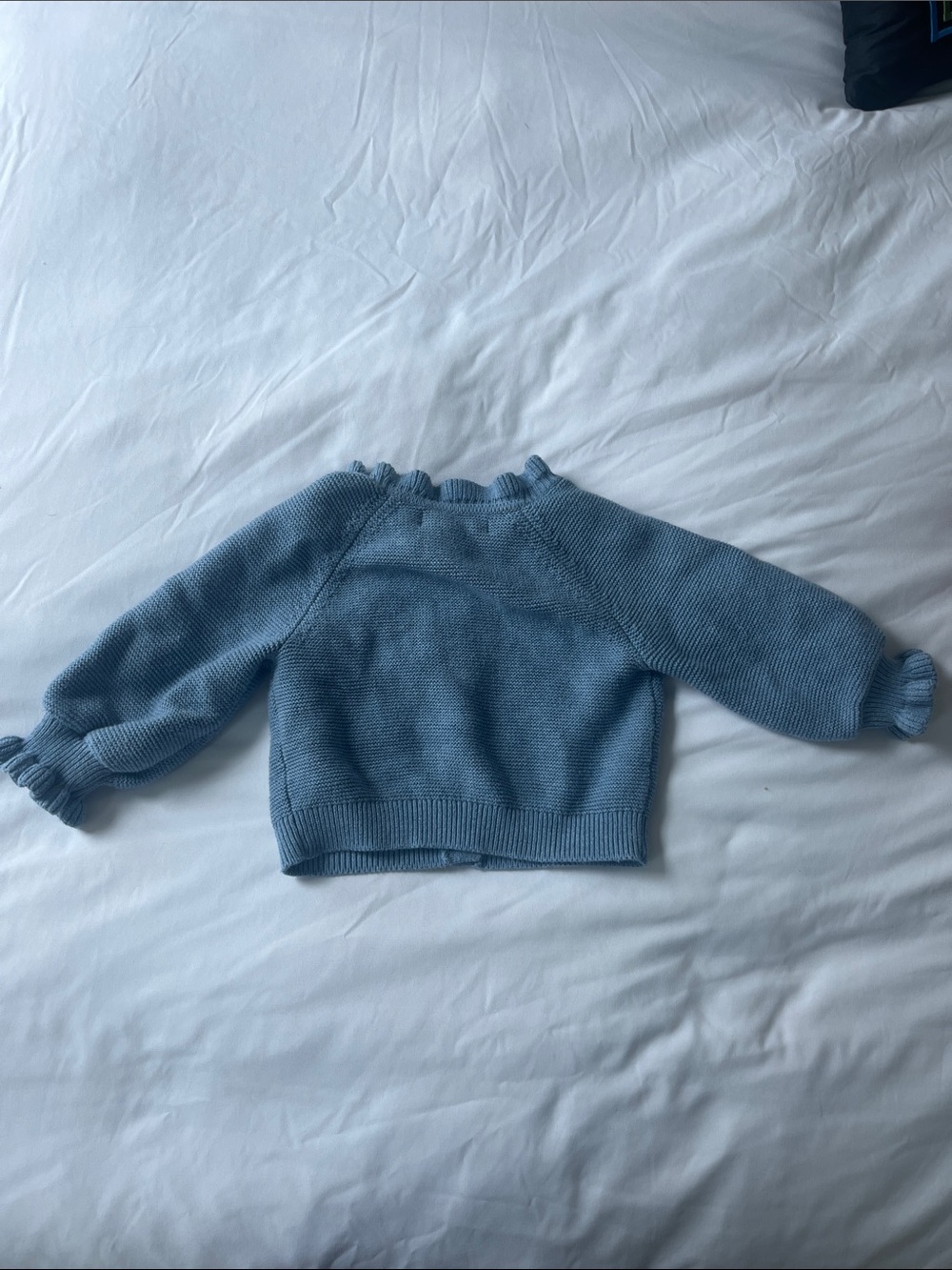 Mini Boden Light Blue Knit Cardigan with Multicolored Floral Embroidery - Picture 6 of 6